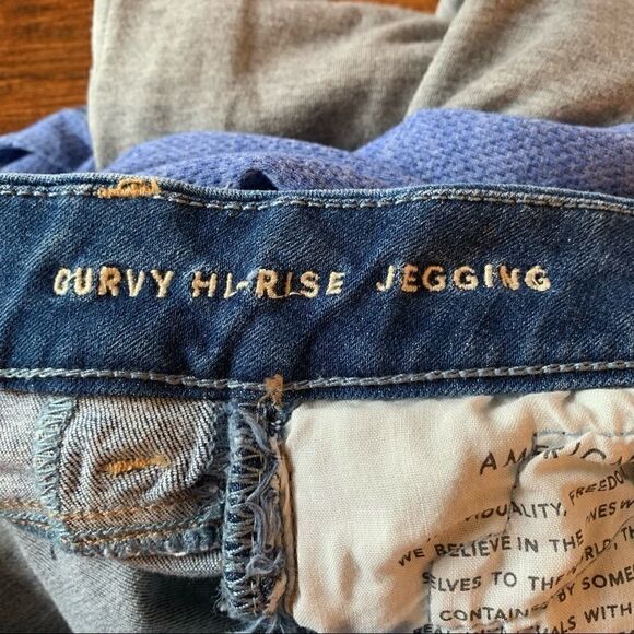 American Eagle AEO Curvy Hi Rise Jegging Jeans Destroyed Distressed Size 0 - Picture 8 of 10